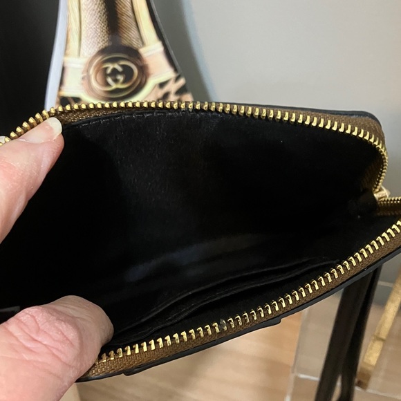 Coach Tan and Black Logo Wristlet - Picture 5 of 5